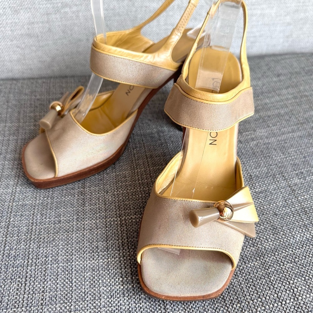 Louis Vuitton Lv Vintage Slingback Heels Butter Yellow And Tan Size Eu 37.5